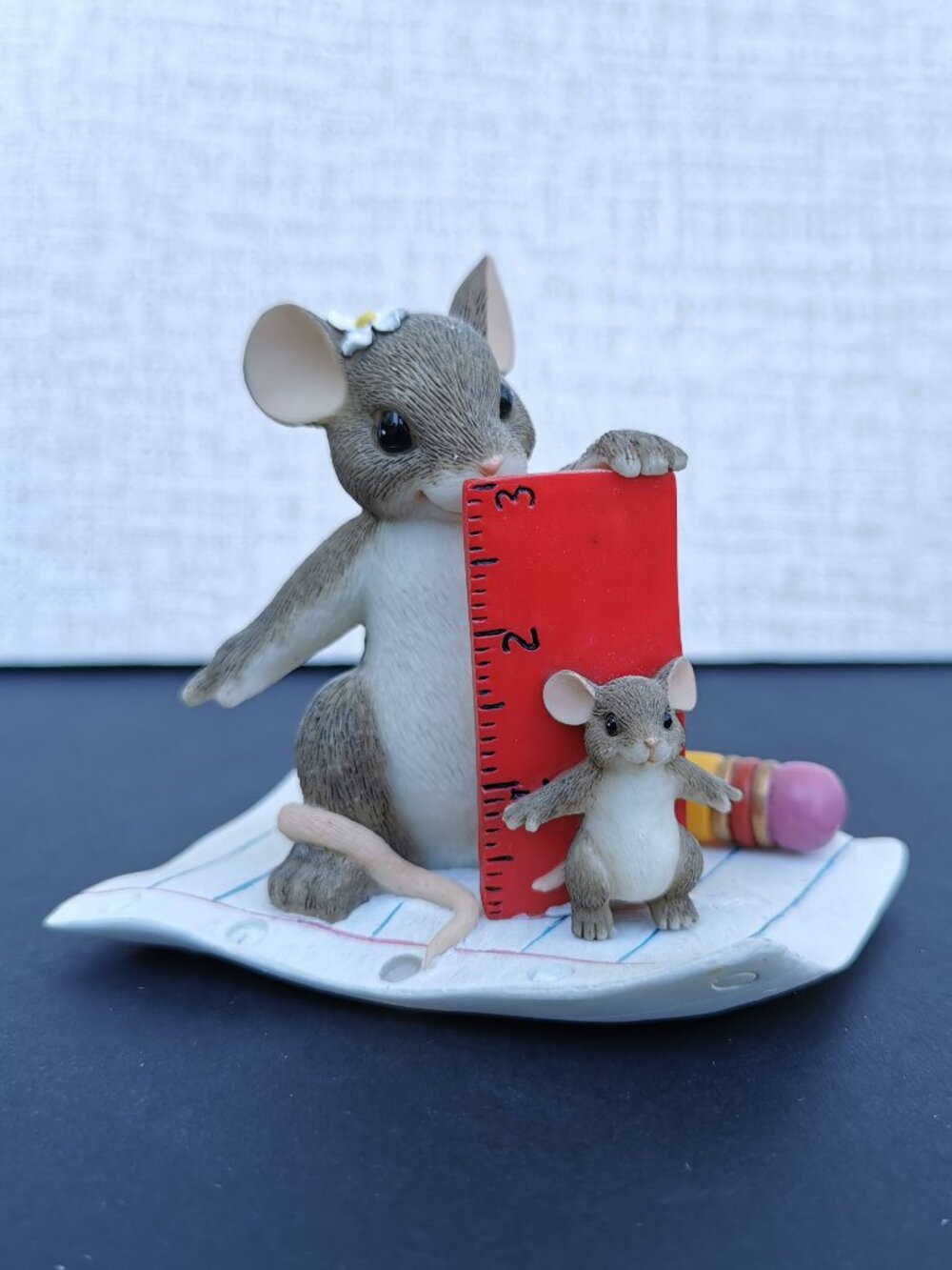 Fitz & Floyd Charming Tails You Always Measure Up Figurine Mice Mouse Little Kid
